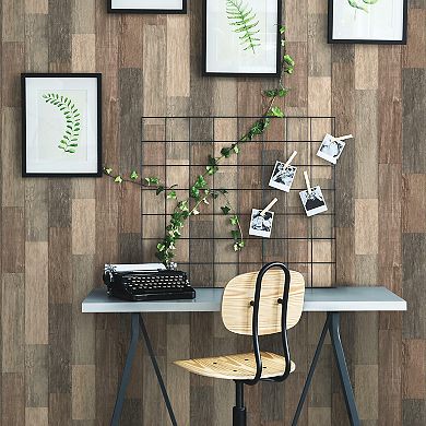 RoomMates Dark Weathered Faux Plank Peel & Stick Wallpaper