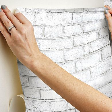 RoomMates White Faux Brick Peel & Stick Wallpaper