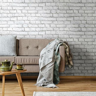 RoomMates White Faux Brick Peel & Stick Wallpaper