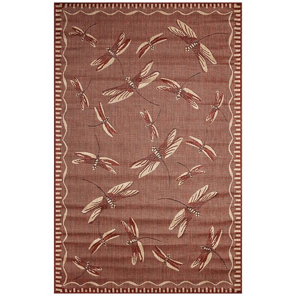 Liora Manne Carmel Dragonfly Indoor Outdoor Rug - Chili (5X7.5 FT)