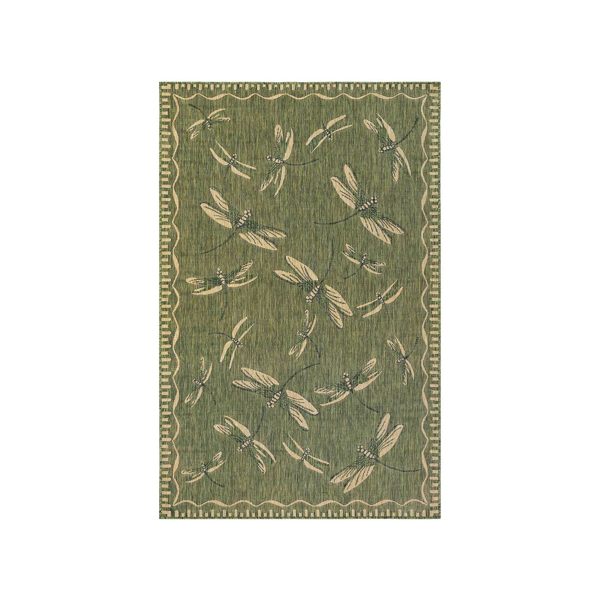 Liora Manne Carmel Dragonfly Indoor Outdoor Rug, Green
