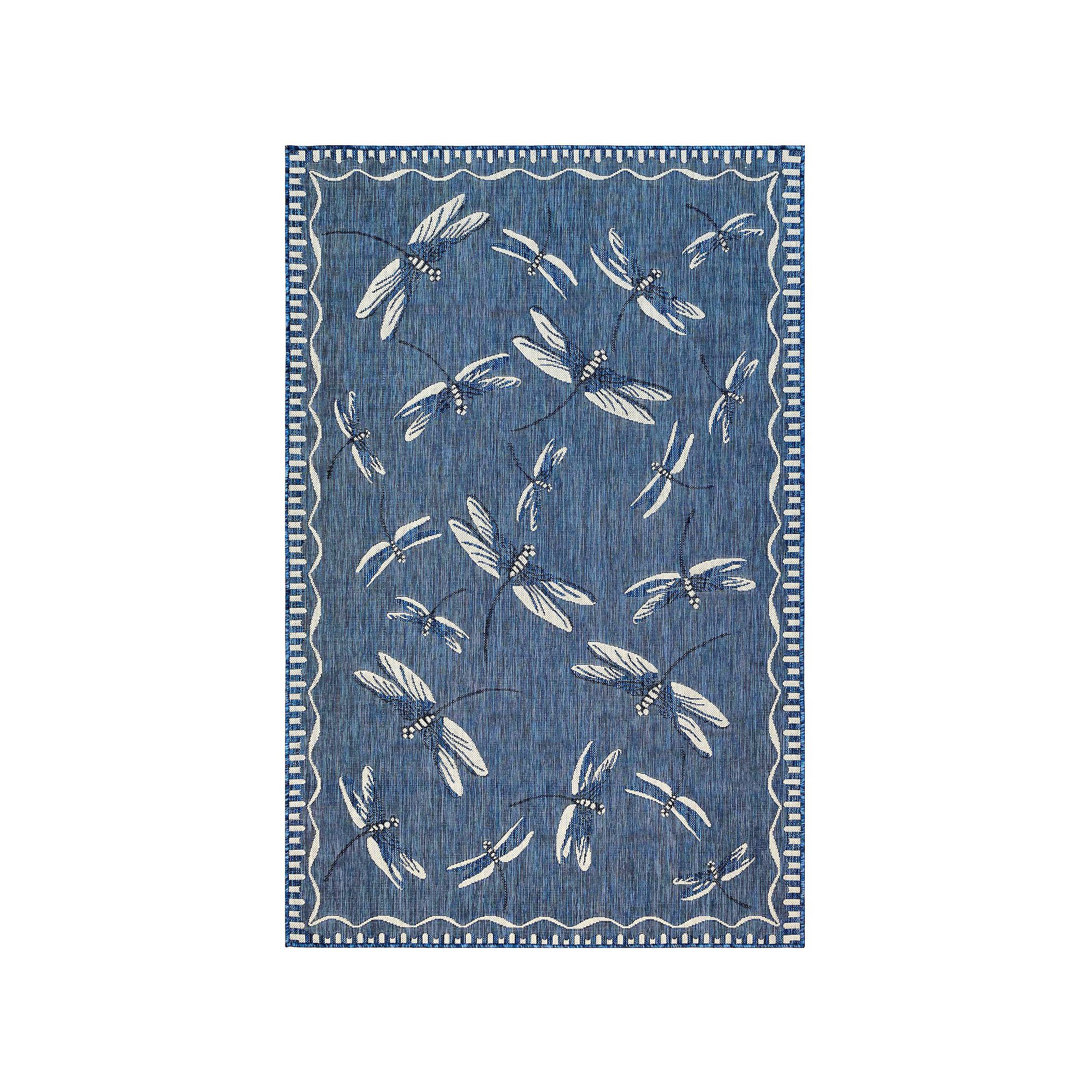 Liora Manne Carmel Dragonfly Indoor Outdoor Rug, Blue
