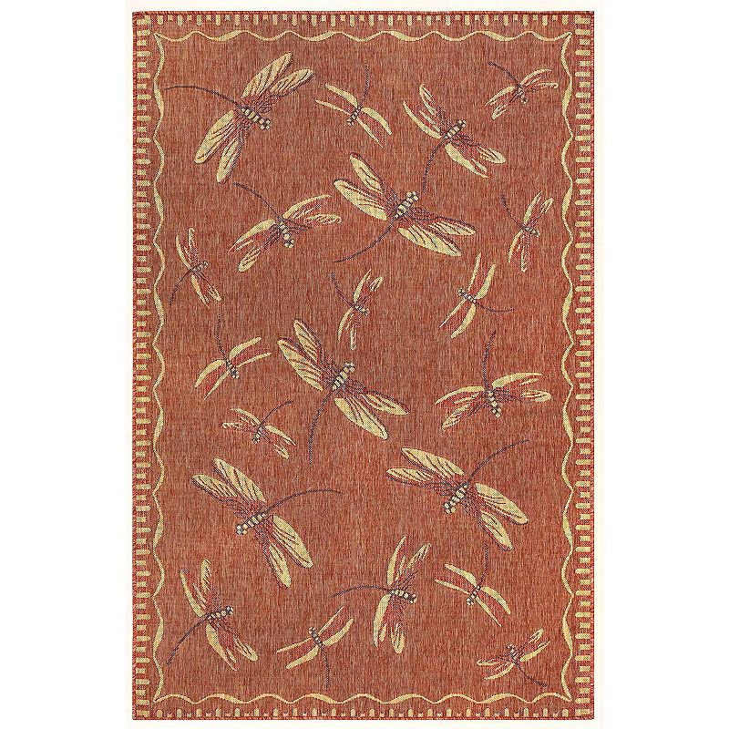 Liora Manne Carmel Dragonfly Indoor Outdoor Rug, Red, 5X7.5 Ft