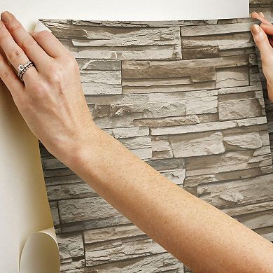 RoomMates Stacked Faux Stone Peel & Stick Wallpaper