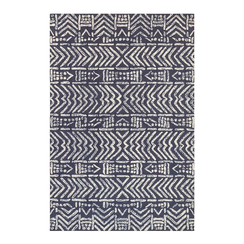 Liora Manne Cyprus Batik Wool Rug, Blue, 8X11.5 Ft