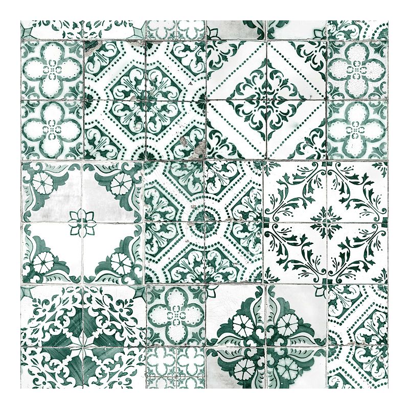 RoomMates Mediterranean Tile Peel & Stick Wallpaper, Green