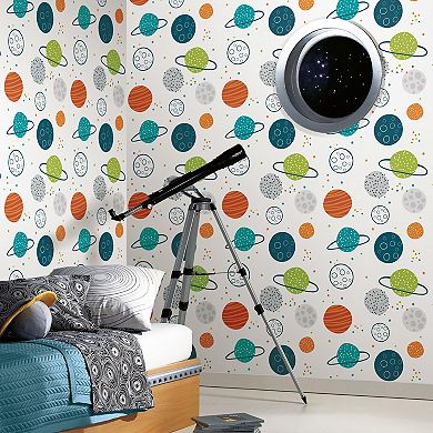 RoomMates Colorful Planets Peel & Stick Wallpaper