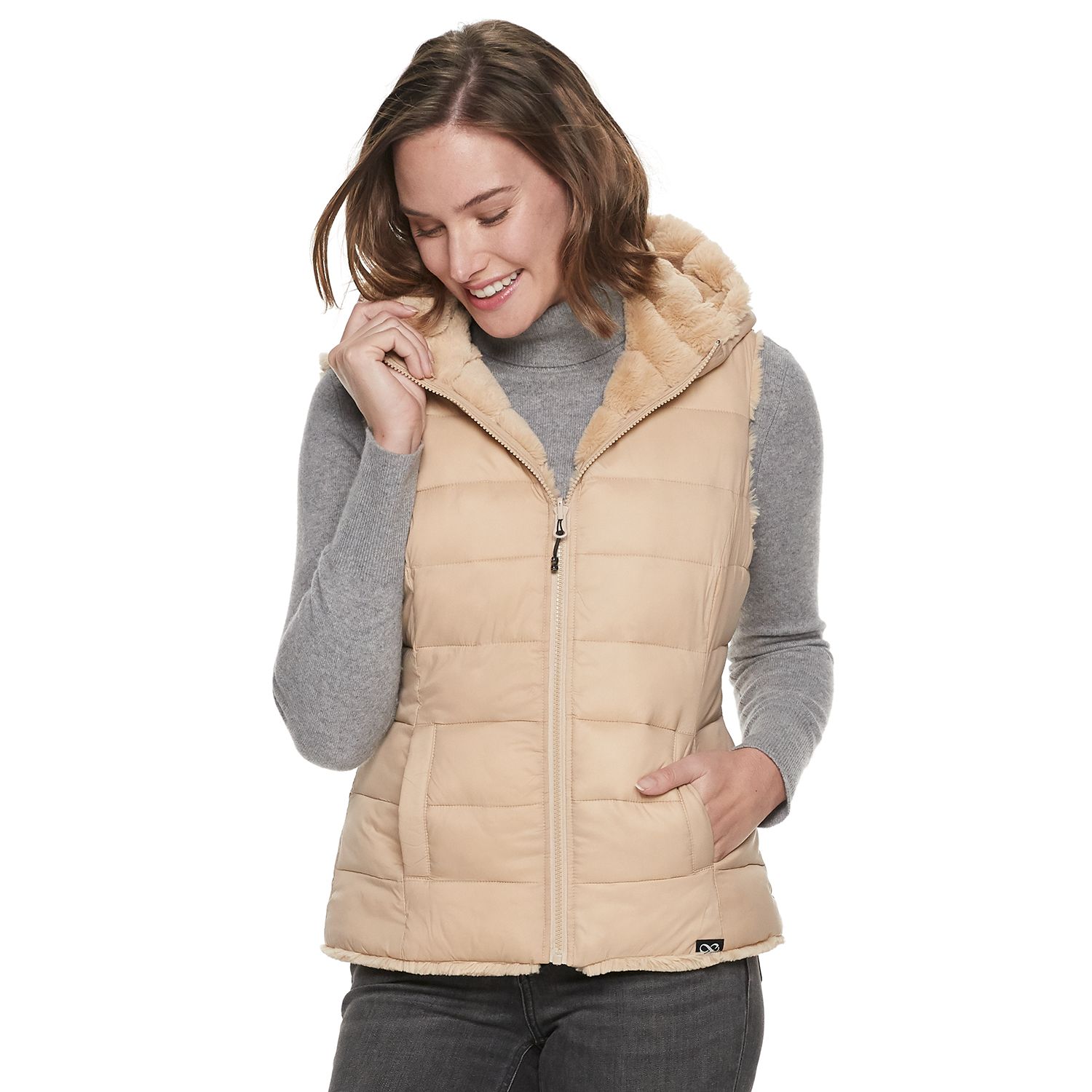 fur hooded vest for womens