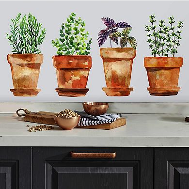 RoomMates Watercolor Potted Herbs Wall Decals