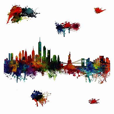 RoomMates NYC Watercolor Skyline Peel & Stick Wall Decal