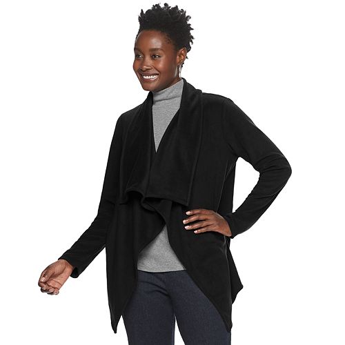 Women's Croft & Barrow® Draped Open-front Fleece Cardigan