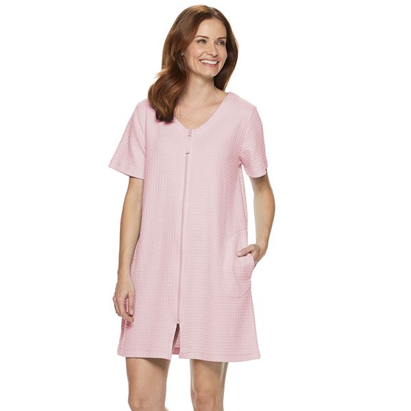 Women's Croft & Barrow® WaffleKnit ZipFront Short Sleeve Robe