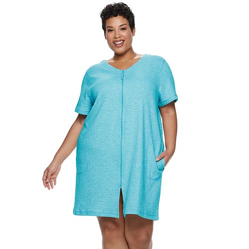 Download Plus Size Croft & Barrow® Waffle-Knit Zip-Front Robe