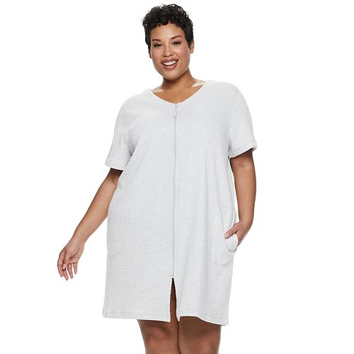 Download Plus Size Croft & Barrow® Waffle-Knit Zip-Front Robe