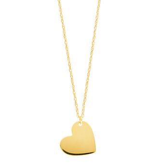 Womens Color Romance 14K YG SLANTED HEART NECKLACE