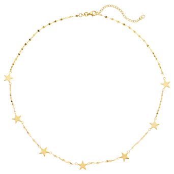 Womens Color Romance 14K YG STAR STATION NECKLACE