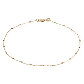 Womens Color Romance 14K YG BEAD STATION CHAIN ANKLET