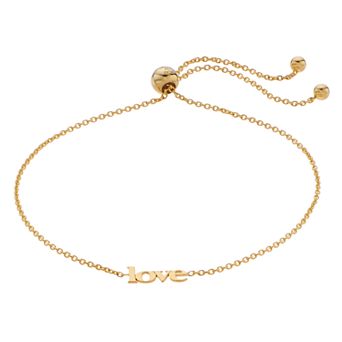 Color Romance 14k Gold "Love" Link Lariat Bracelet