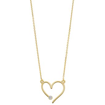 Color Romance 14k Gold Diamond Accent Open Heart Link Necklace