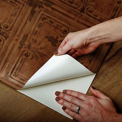 RoomMates Faux Copper Tin Tile Peel & Stick Wallpaper