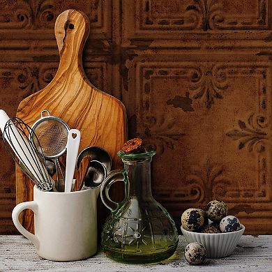 RoomMates Faux Copper Tin Tile Peel & Stick Wallpaper