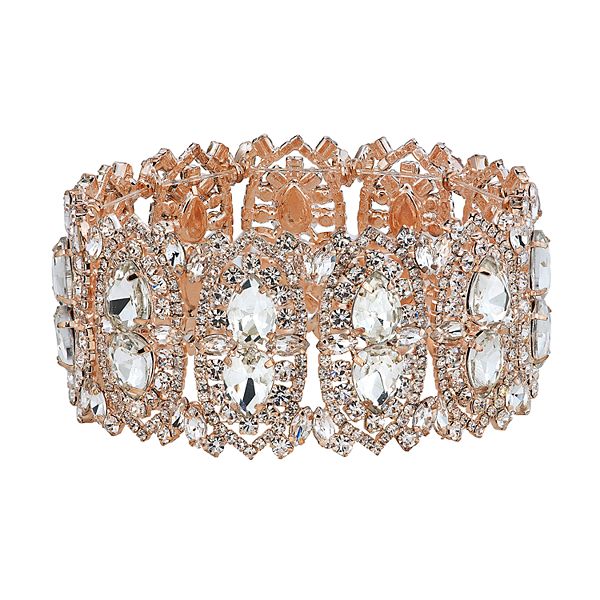 Simulated Crystal Extra Wide Stretch Bracelet