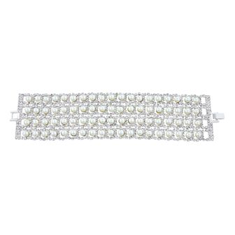 Vieste Simulated Crystal and Simulated Pearl Wide Bracelet