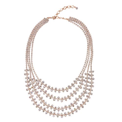 Simulated Crystal Layered Necklace