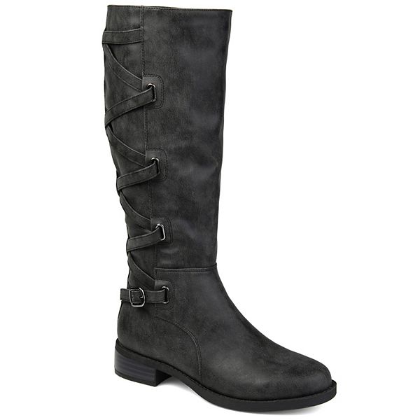 Journee Collection Womens Carly Stacked Heel Riding Boots Black 5.5