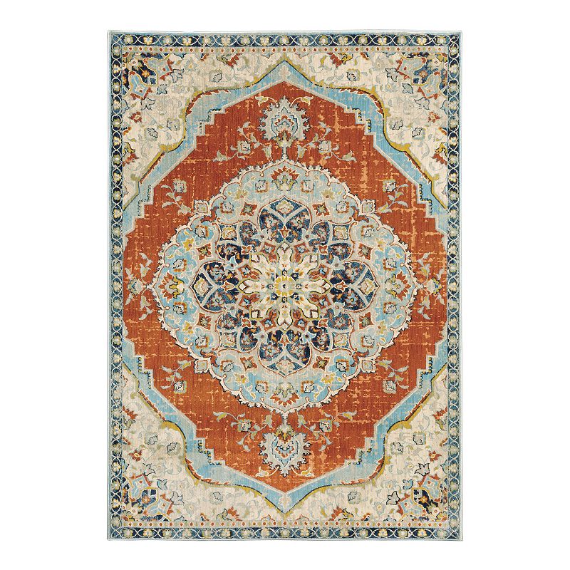 StyleHaven Xenia Bohemian Medallion Rug, Orange, 10X13 Ft