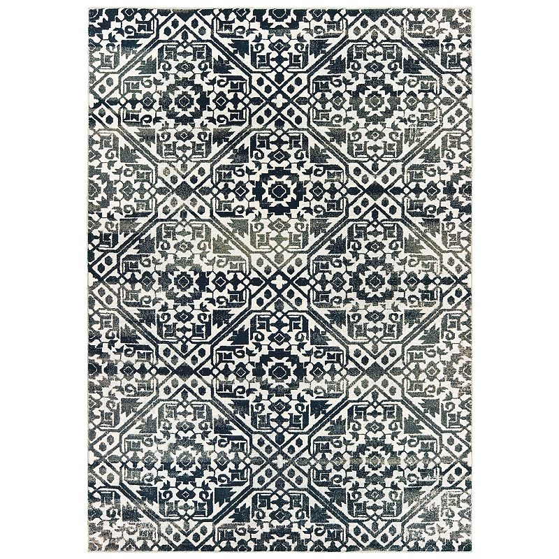 StyleHaven Brody Textured Geometric Disks Rug, Blue, 2X7.5 Ft