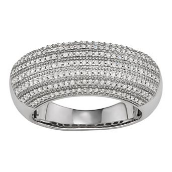 Jewelexcess Sterling Silver 1/2 Carat T.W. Diamond Pave Ring