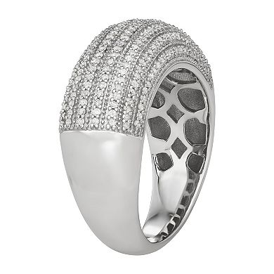 Jewelexcess Sterling Silver 1/2 Carat T.W. Diamond Pave Ring