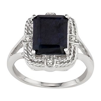 Jewelexcess Sterling Silver Sapphire & Diamond Accent Ring