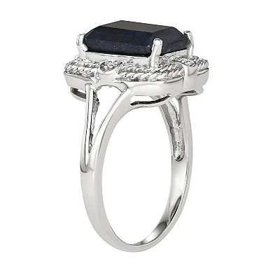 Jewelexcess Sterling Silver Sapphire & Diamond Accent Ring