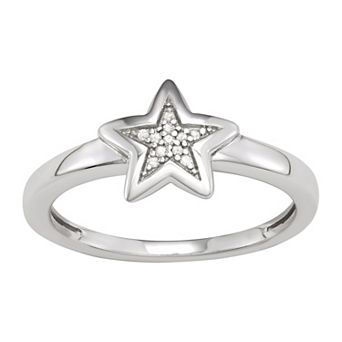 Jewelexcess Sterling Silver Diamond Accent Star Ring