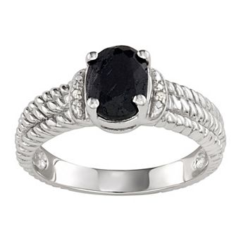 Jewelexcess Sterling Silver Sapphire & Diamond Accent Ring