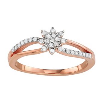 Jewelexcess 14k Rose Gold Over Silver 1/4 Carat T.W. Diamond Ring