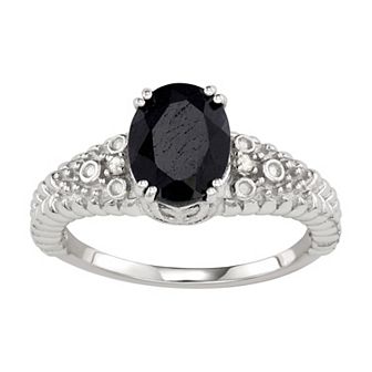 Jewelexcess Sterling Silver Sapphire & Diamond Accent Ring