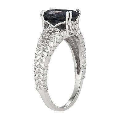 Jewelexcess Sterling Silver Sapphire & Diamond Accent Ring
