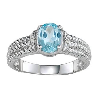 Jewelexcess Sterling Silver Sky Blue Topaz & Diamond Accent Ring