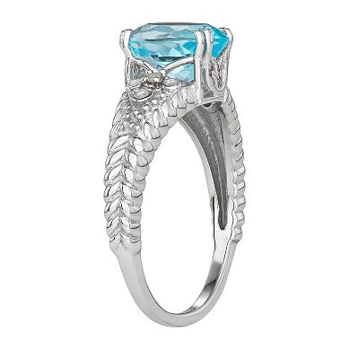 Jewelexcess Sterling Silver Sky Blue Topaz & Diamond Accent Ring