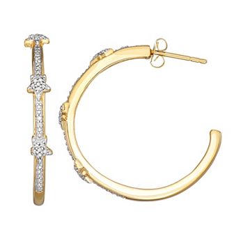 Jewelexcess 14k Gold Over Silver 1/10 Carat T.W. Diamond Hoop Earrings