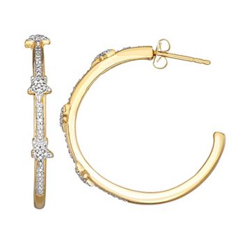 Jewelexcess 14k Gold Over Silver 1/10 Carat T.W. Diamond Hoop Earrings