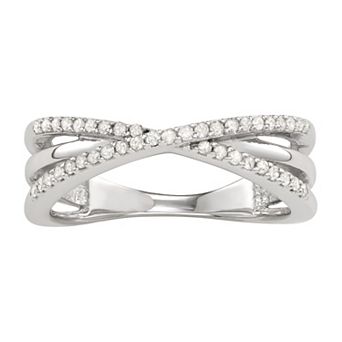 Jewelexcess Sterling Silver 1/4 Carat T.W. Diamond Crossover Ring