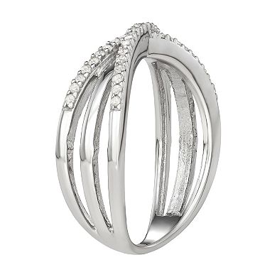 Jewelexcess Sterling Silver 1/4 Carat T.W. Diamond Crossover Ring