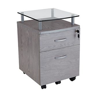 Techni Mobili Rolling File Cabinet with Glass Top
