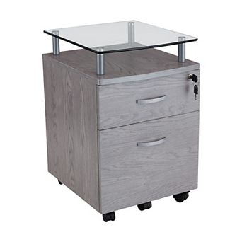 Techni Mobili Rolling File Cabinet with Glass Top