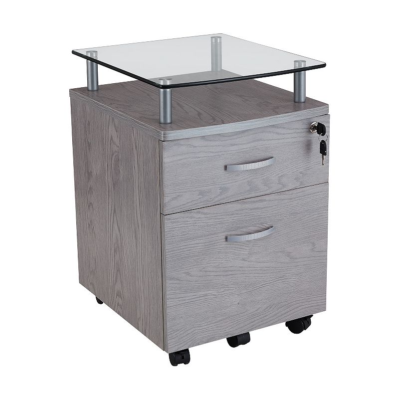 29389198 Techni Mobili Rolling File Cabinet with Glass Top, sku 29389198