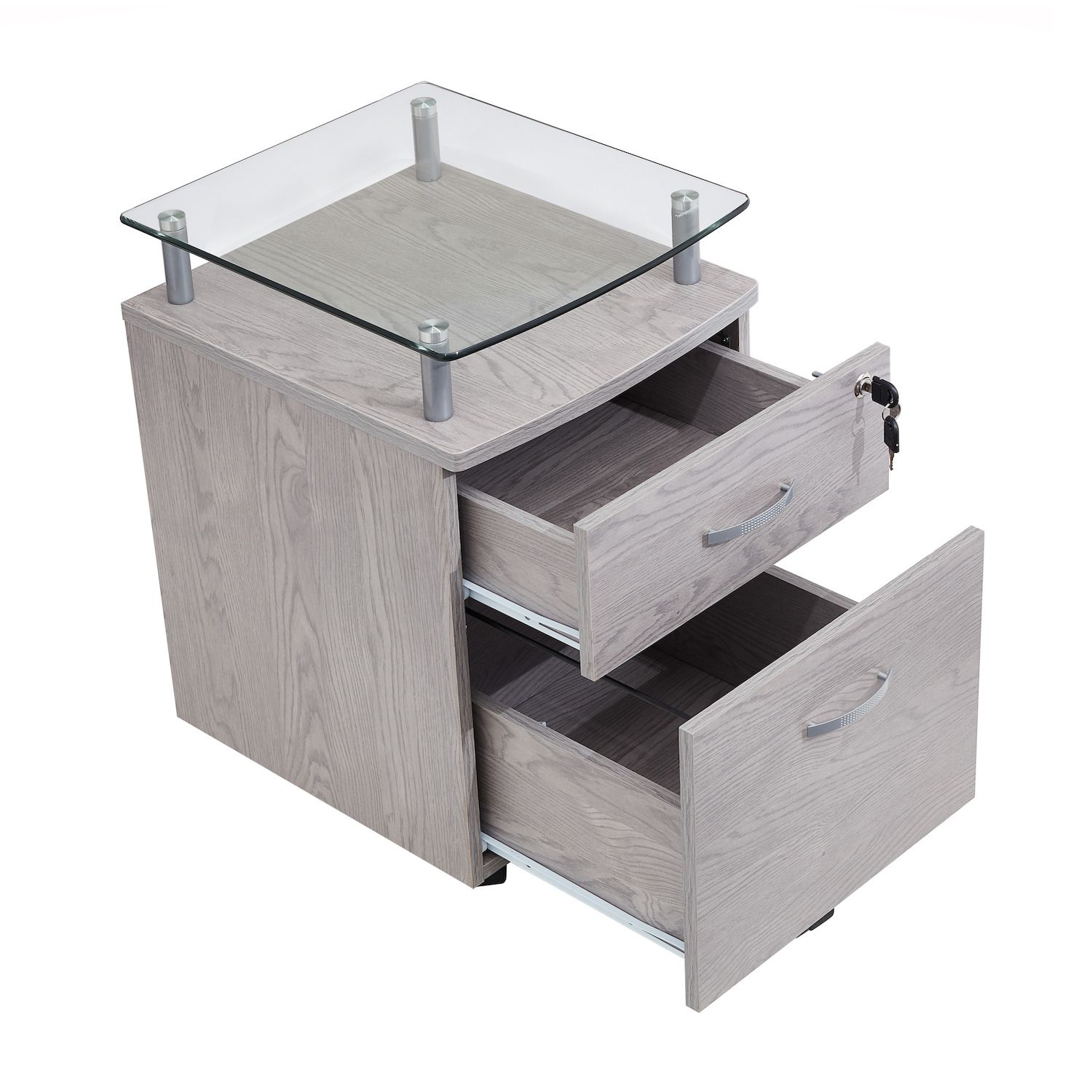 Techni Mobili Rolling File Cabinet with Glass Top - Thumbnail 2